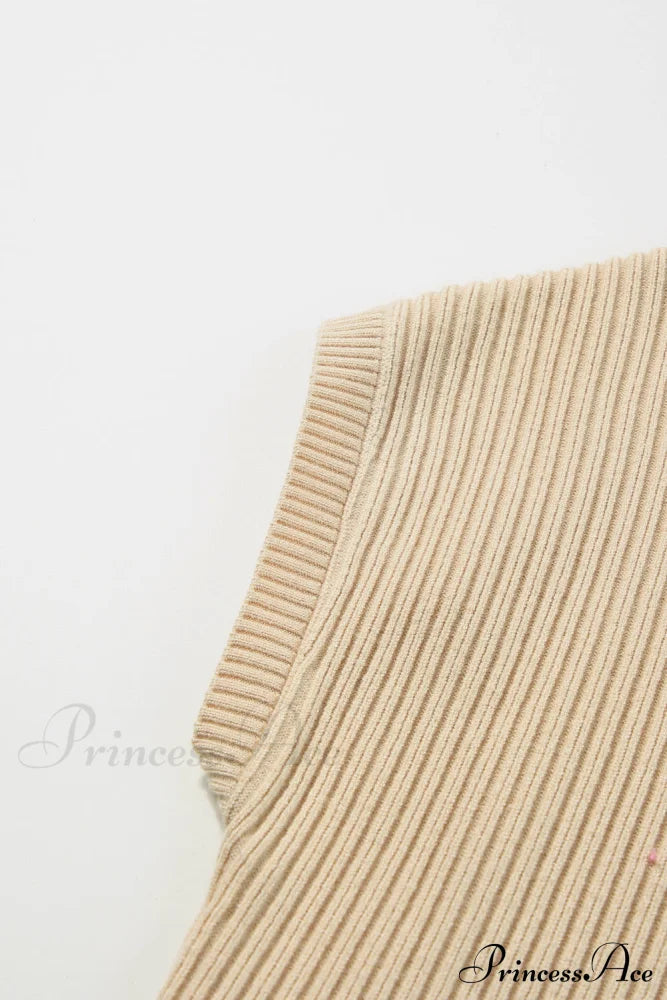 Arm Oatmeal Brief Knit Patch Ribbed With Sweater Pocket Sweaters-L