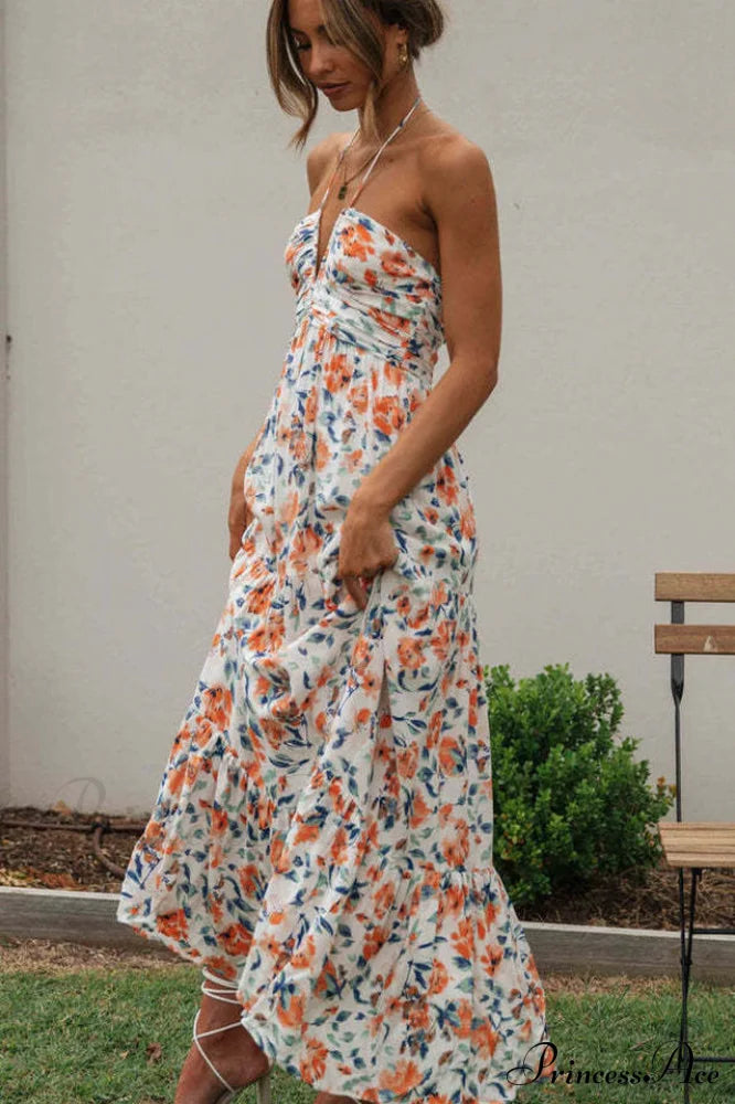 Asiah Halter Stylish Neck Maxi Dress