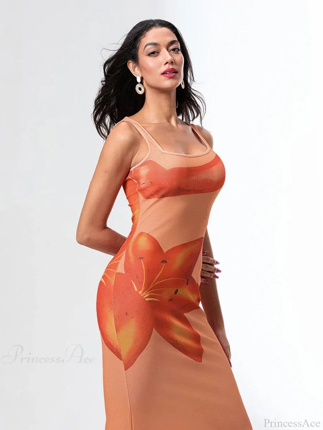 Asymmetric Neck Tank Sleeveless Wrap Bodycon Floral Vacation Dress floraldress-250126