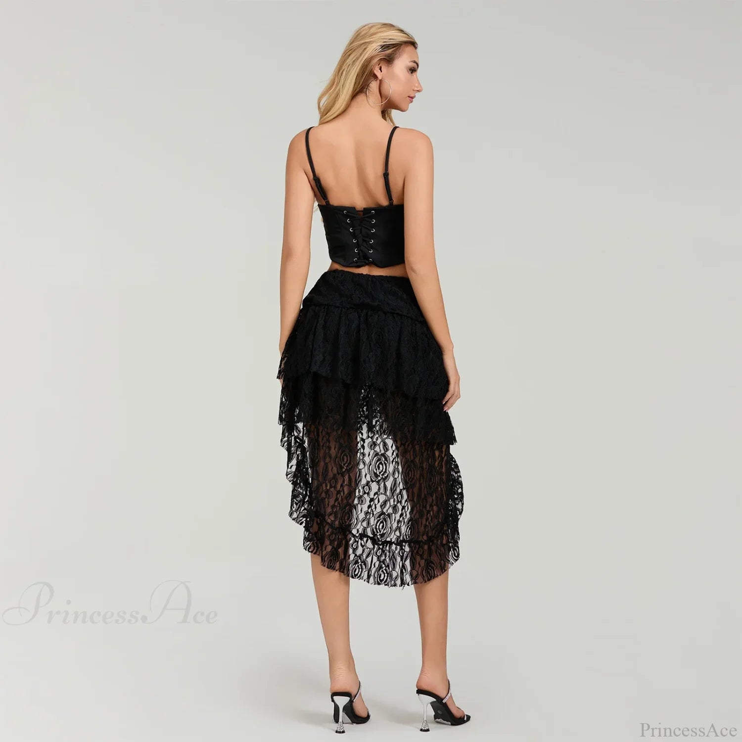 Asymmetric Ruffled Hem Skirt Black / One Size skirts-250223