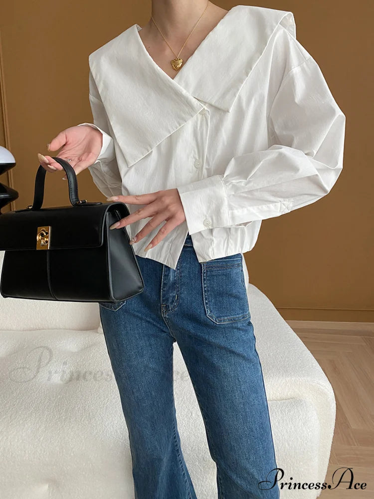 Asymmetrical Charming Collar Blouse Blouses