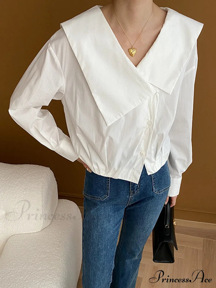 Asymmetrical Charming Collar Blouse Blouses