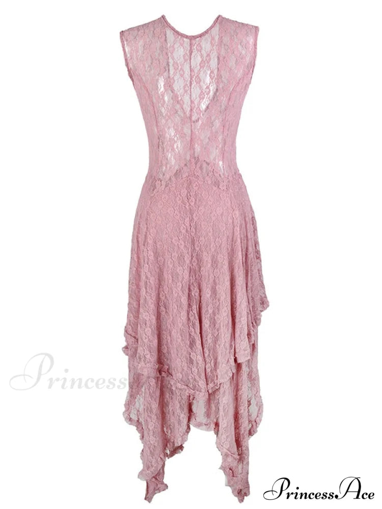 Asymmetrical Layered Lace Long Dress With Backless Design S / Black White Lace High Low Dres