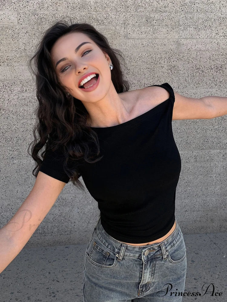 Asymmetrical Neck One Trendy Shoulder Off Top T-Shirts