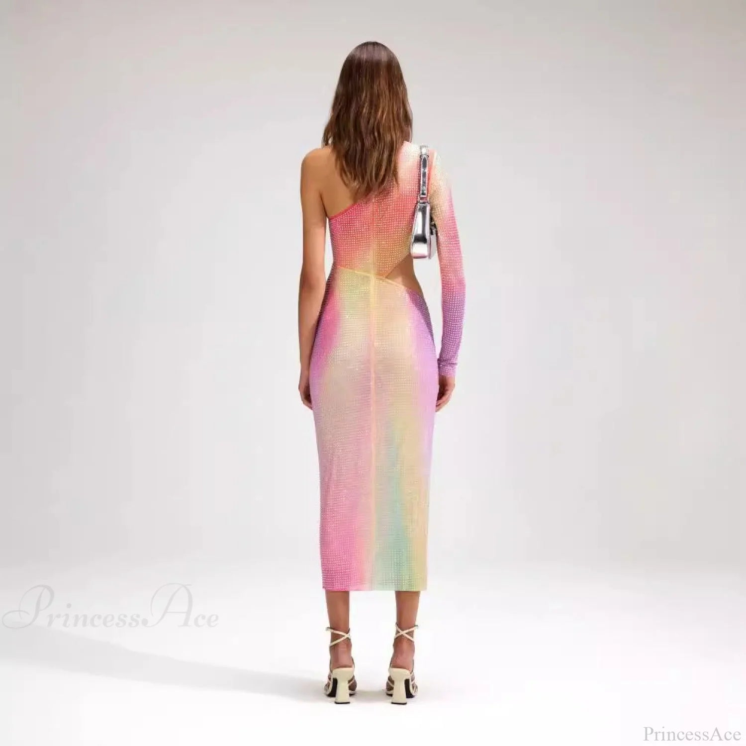 Asymmetrical Off-Shoulder Colorful High-End Prom Dress promdress-250223