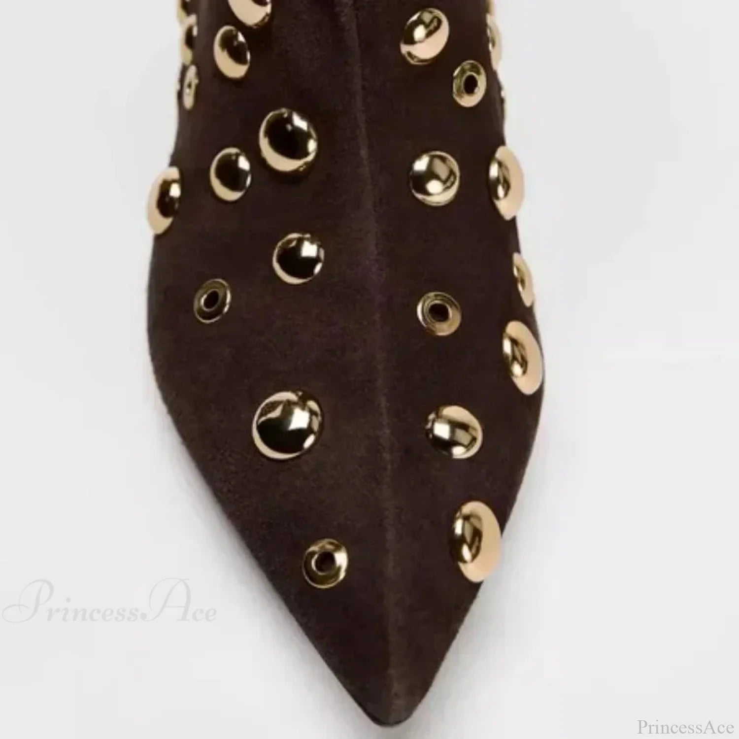 Attractive Rivet Pleated Tall Heel Pointed Gothic Boot