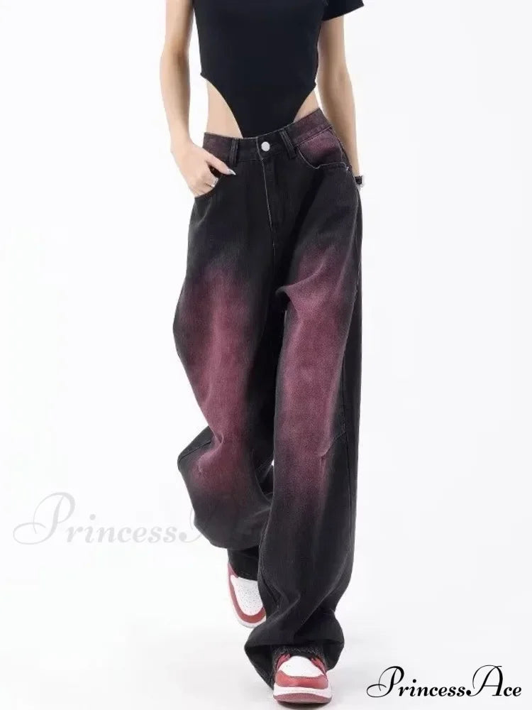 Autumn Fashion Literary Trend Loose Washed Youth High Street Harajuku Women’s Jean Black / S