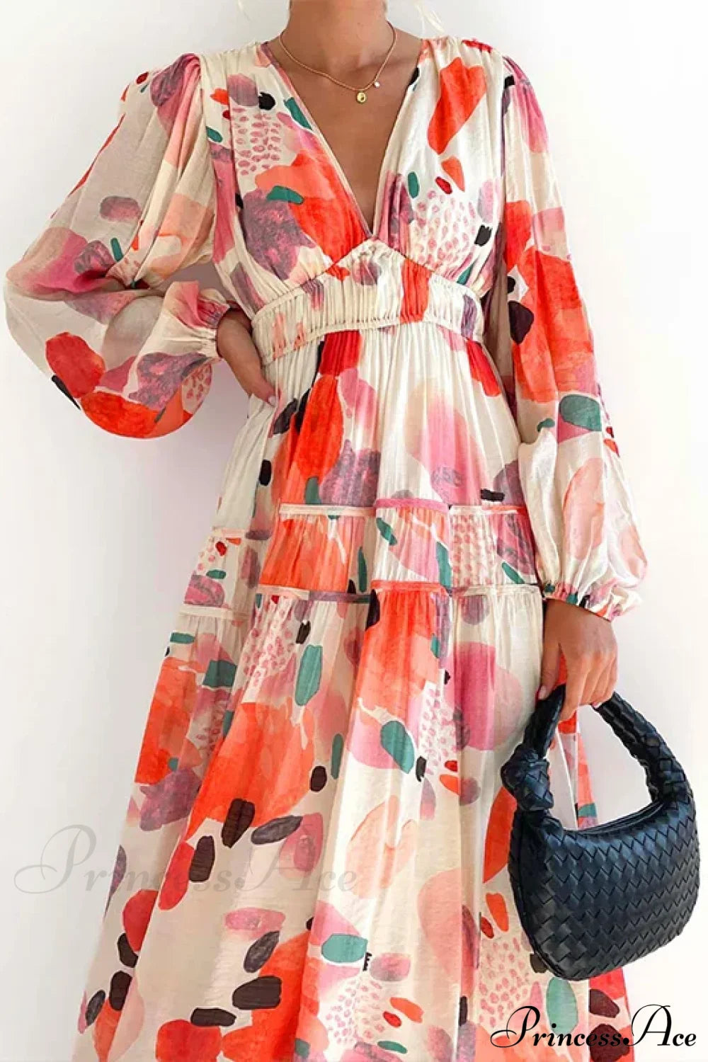 Autumn Long Sleeved Pleated Maxi Dress Boho