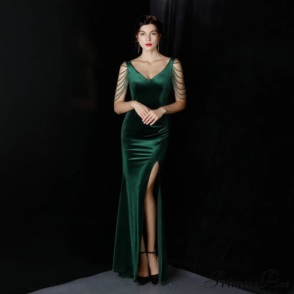 Avery Good Quality Velvet Formal Dress - Lady Occasions