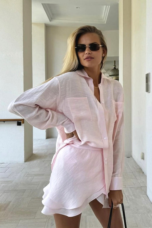 Casual Beach Shirt Cover Skirt Set