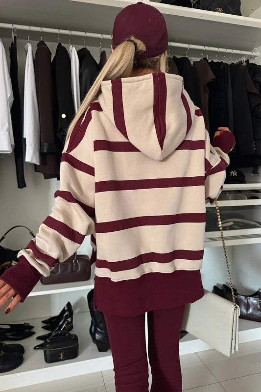 Striped Hoodie Jogger Two Piece Set