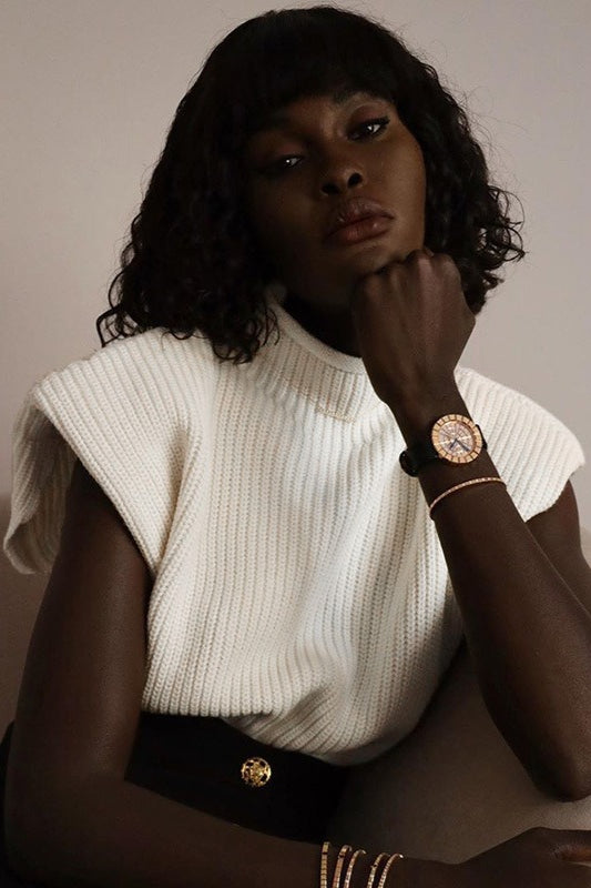 Pull vintage à col roulé et manches courtes