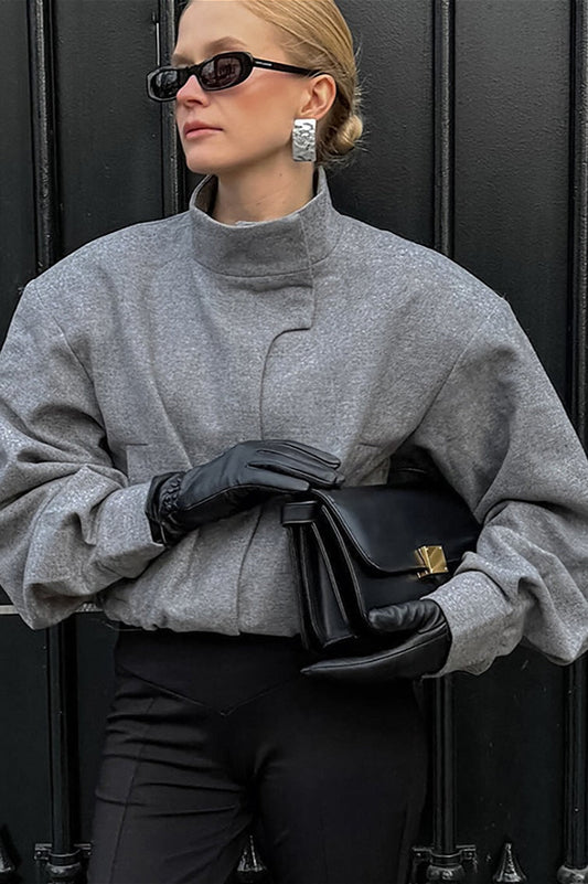 Manteau court en laine mélangée tendance