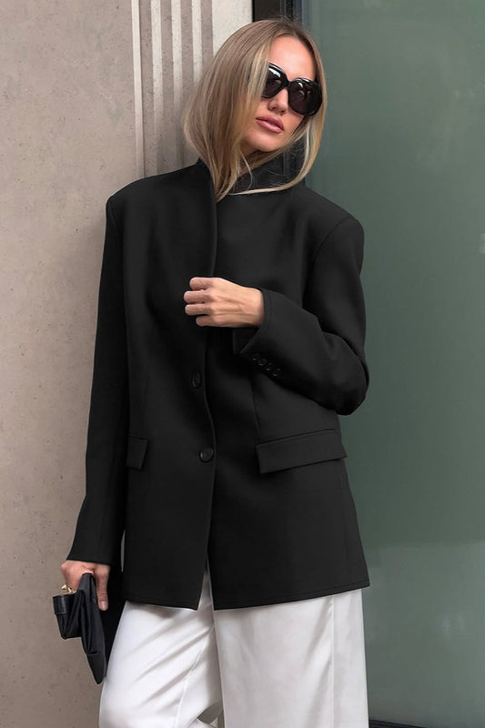 Veste blazer minimaliste à col en V