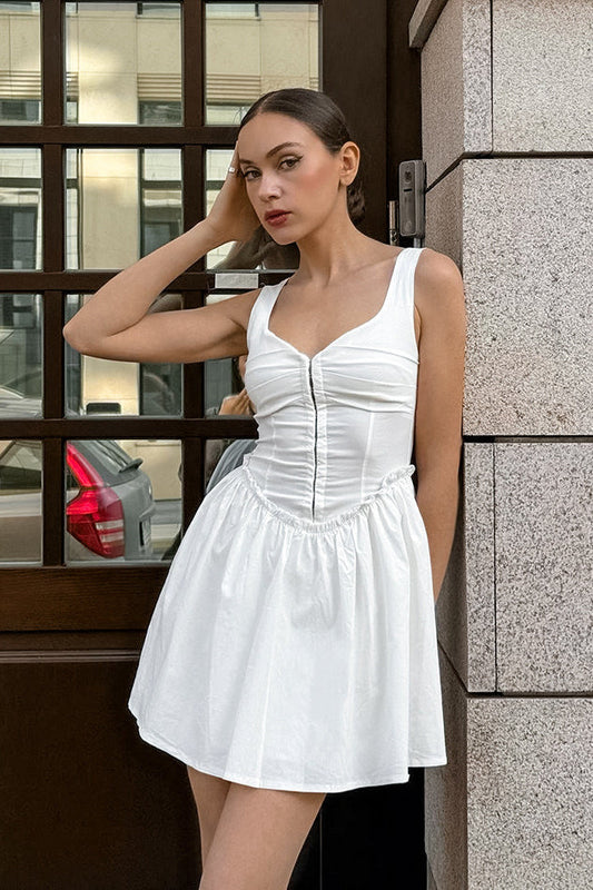 White Cotton A Line Cami Mini Dress White / S