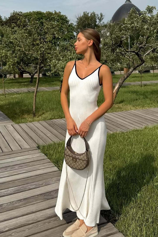 Robe longue fendue à blocs de couleurs