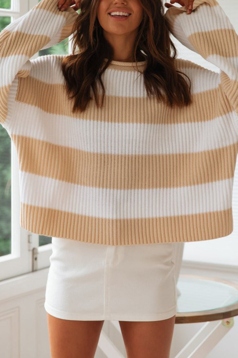 Striped Color-Block Rolled-Neck Sweater