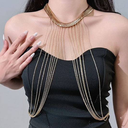 Sleek Gold Tassel Sexy Body Chain