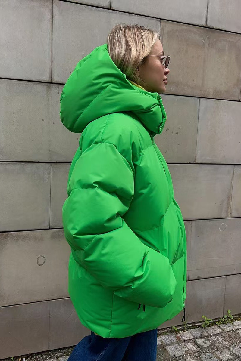 Heavy Duty Zipped Hooded Puffer Jacket