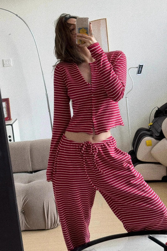 Romantic Striped Minimalist Two Piece Set