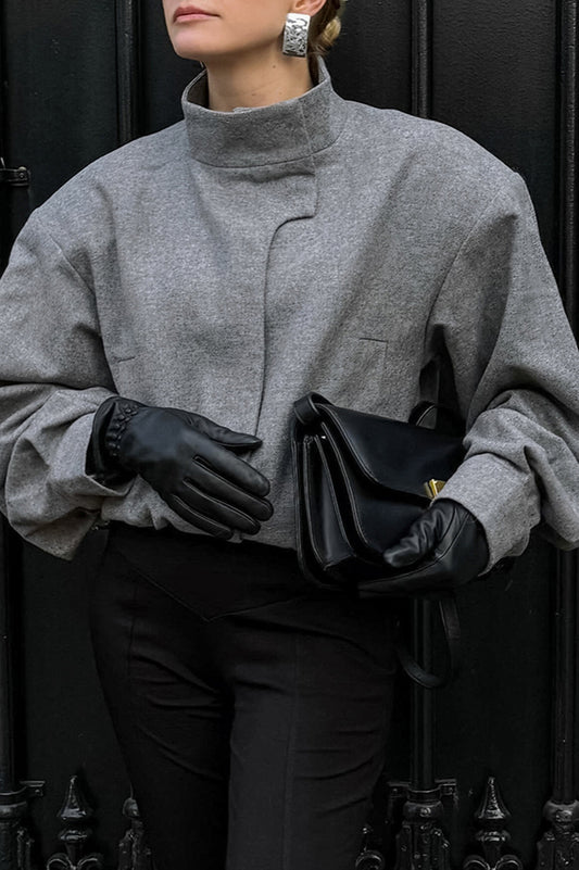 Manteau court en laine grise tendance