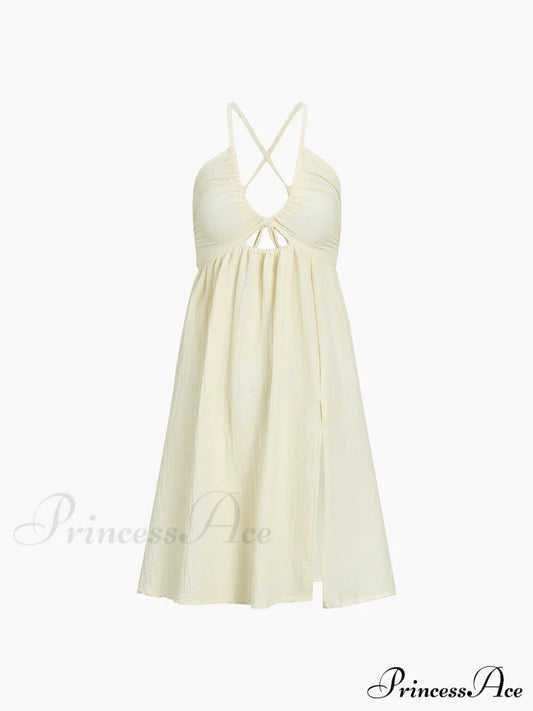 Backless Criss Cross Trendy Split Midi Dress Dresses