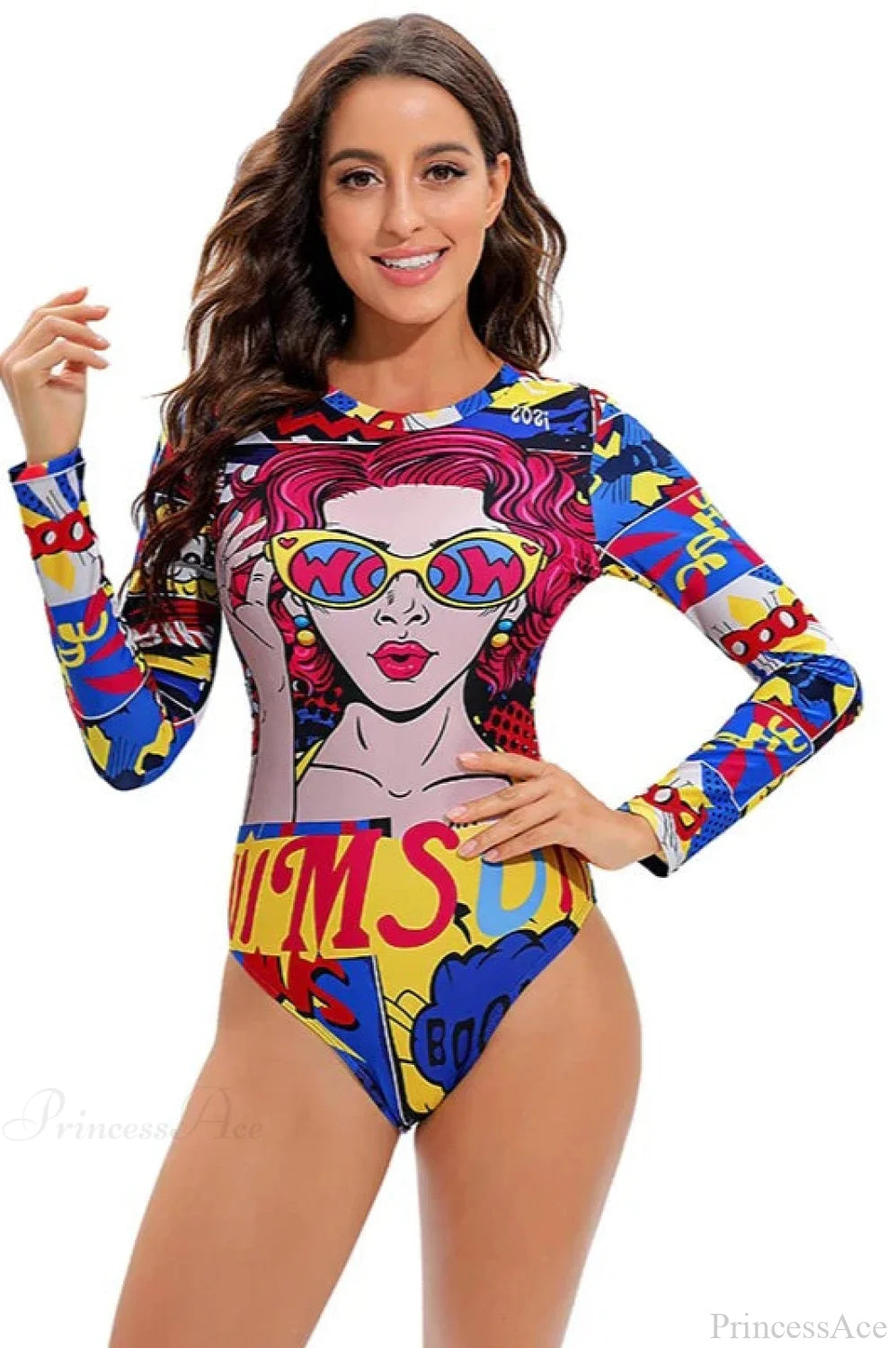 Backless Print Surfing One Piece Set blue yellow / S