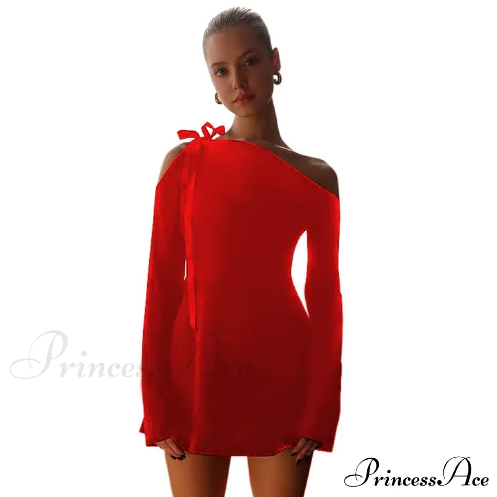 Backless Strapless Mini Summer Vestido Solid Casual Hollow Out Y2K Bodycon Dress Red / S