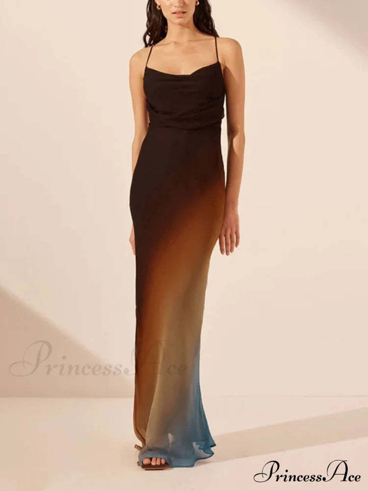 Backless Twill Stylish Maxi Dress Dresses