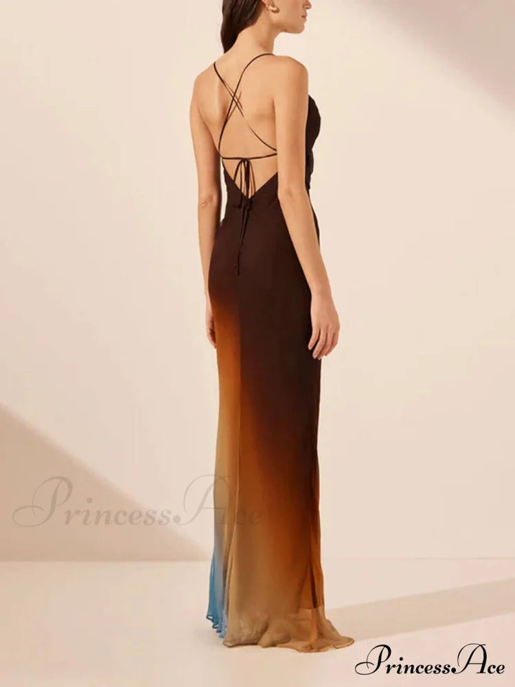 Backless Twill Stylish Maxi Dress Dresses