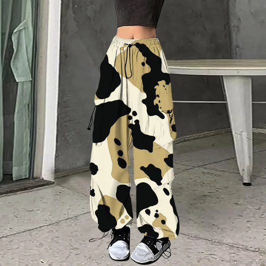 Baggy Camo Print Hip Hop Pants Black / S