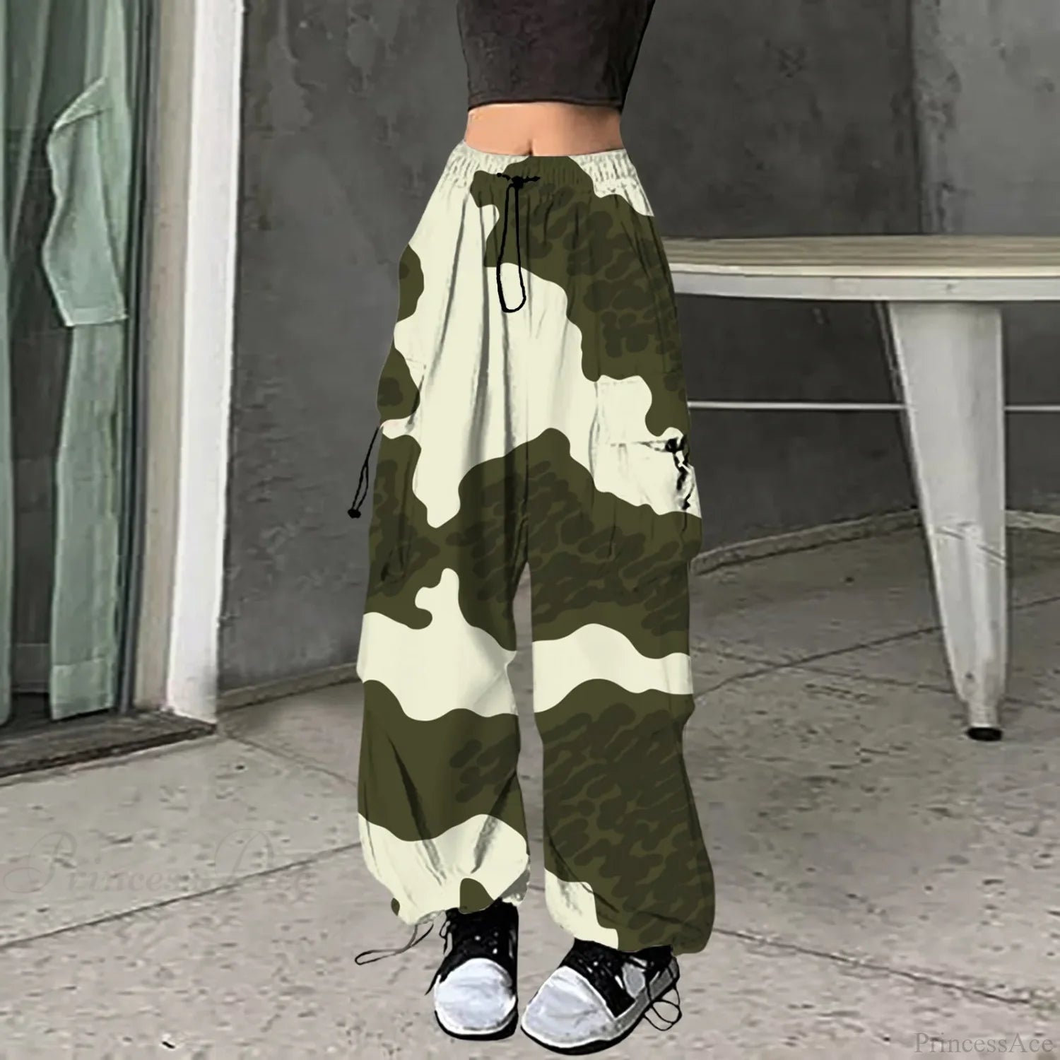 Baggy Camo Print Hip Hop Pants Green / S