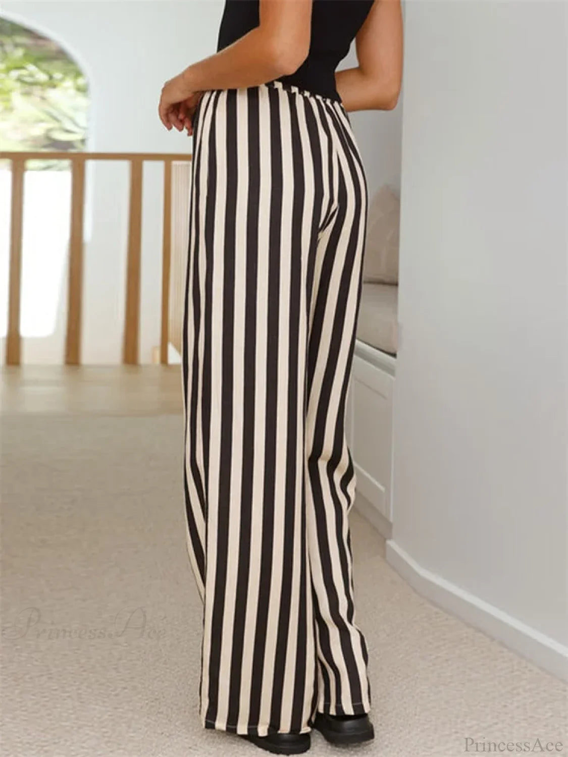 Baggy Striped Drawstring Wide Leg Summer Pant pant-250223