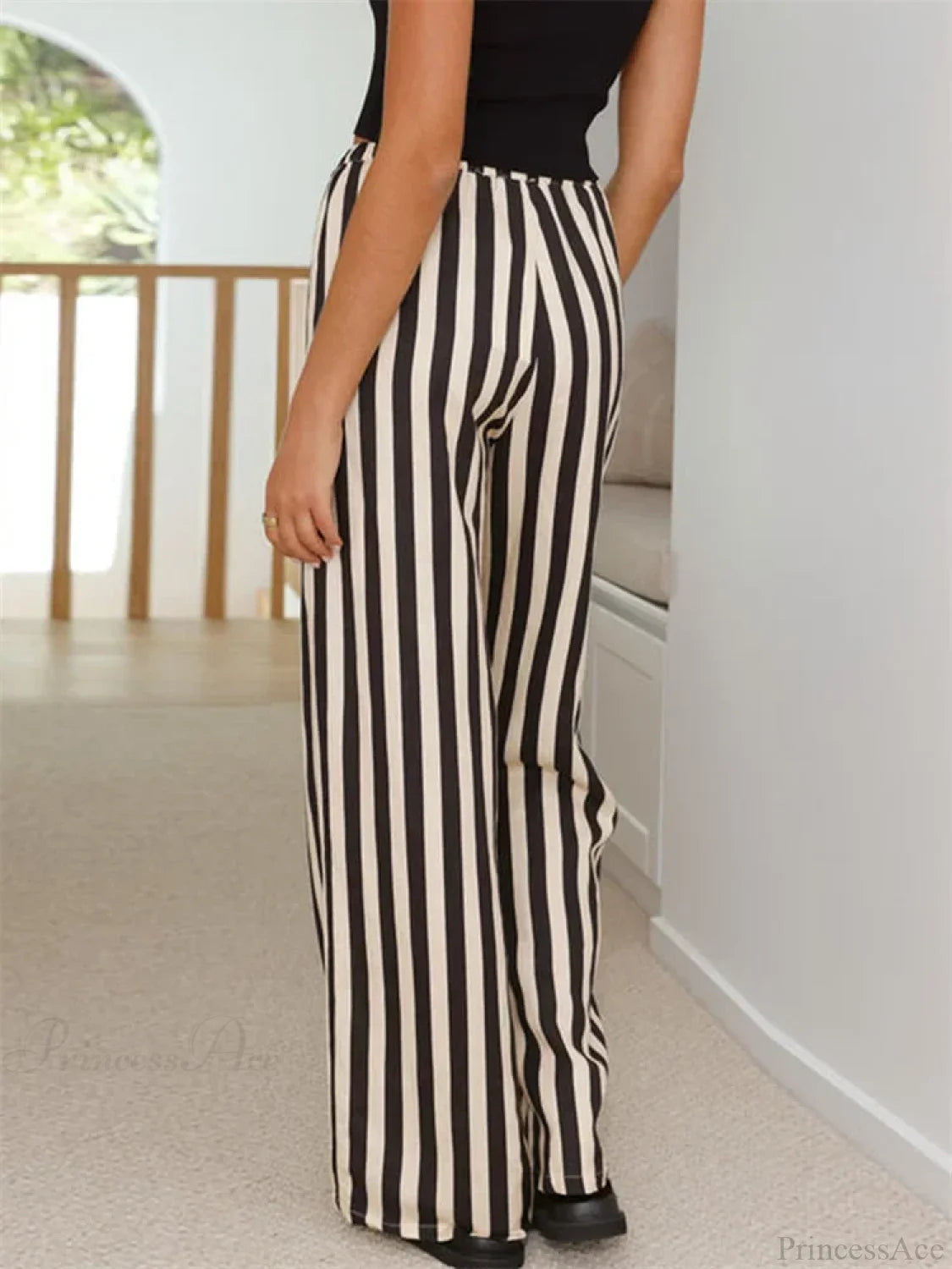 Baggy Striped Drawstring Wide Leg Summer Pant pant-250223