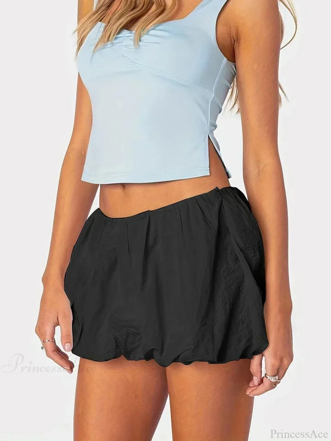 Balloon Layered Pleated Skirt Black / S skirts-250223