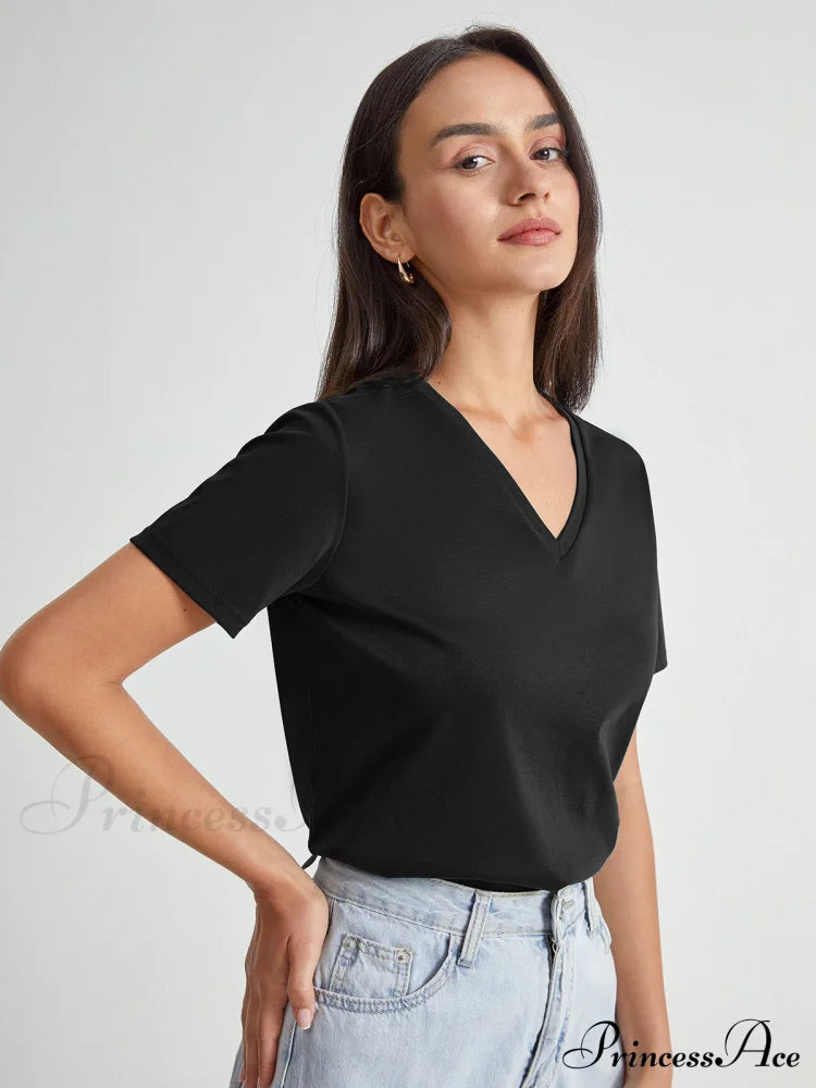 Basic Everyday Graceful V-Neck T-Shirt T-Shirts