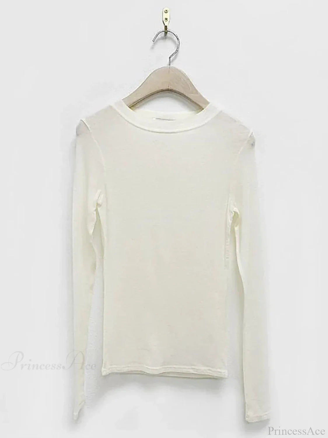 Basic Summer Breathable Long Sleeve Thin Knit Top WHITE / One Size knittop-250126