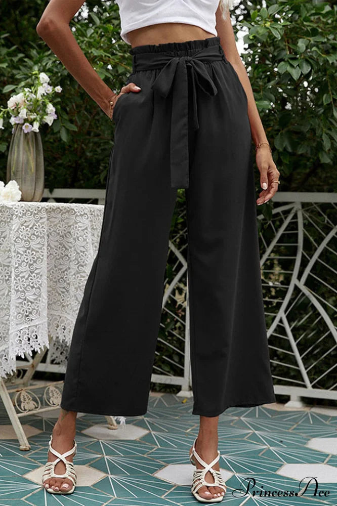 Basic Wide Leg Charming Pants With Belt