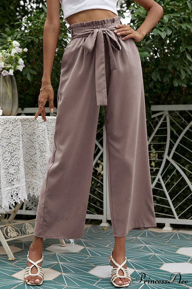 Basic Wide Leg Charming Pants With Belt