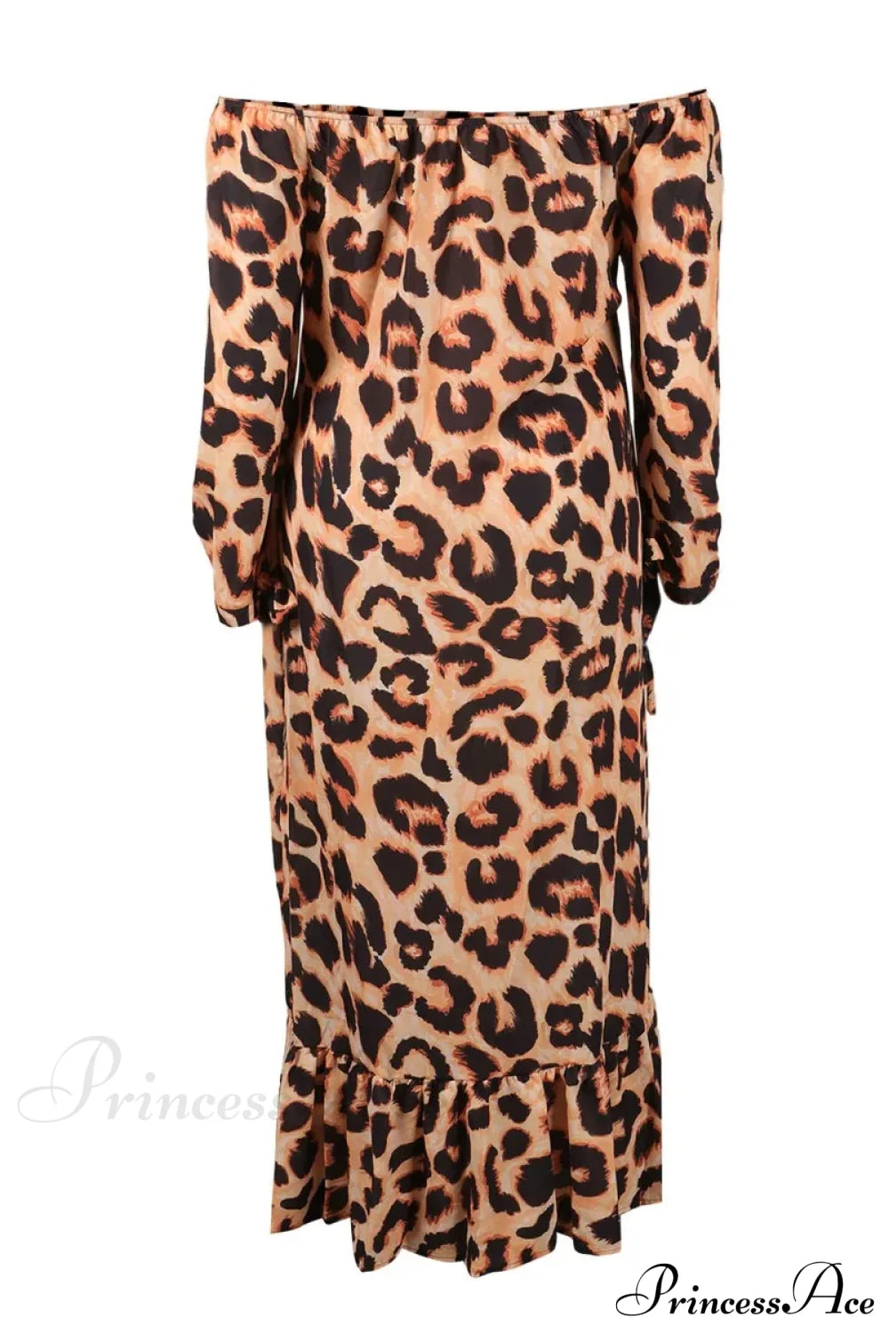 Bateau Neck Off Shoulder Sexy Long Sleeve Boho Dress