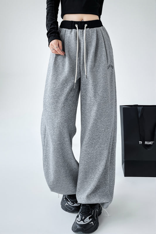 Contrast Panel Wide Leg Sport Pants