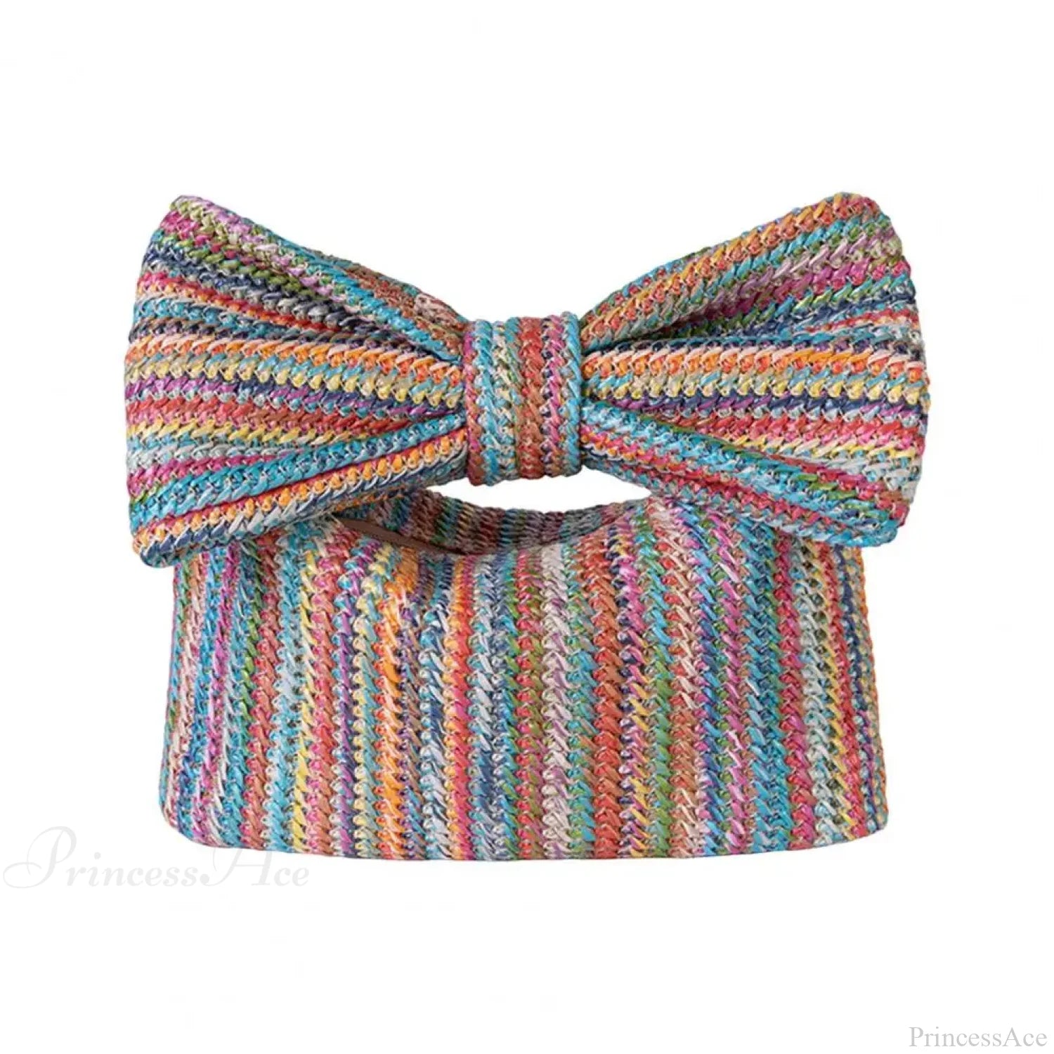 Beach Bow Crescent Shape Straw Clutch Wristlet Multicolor wristlet-250126