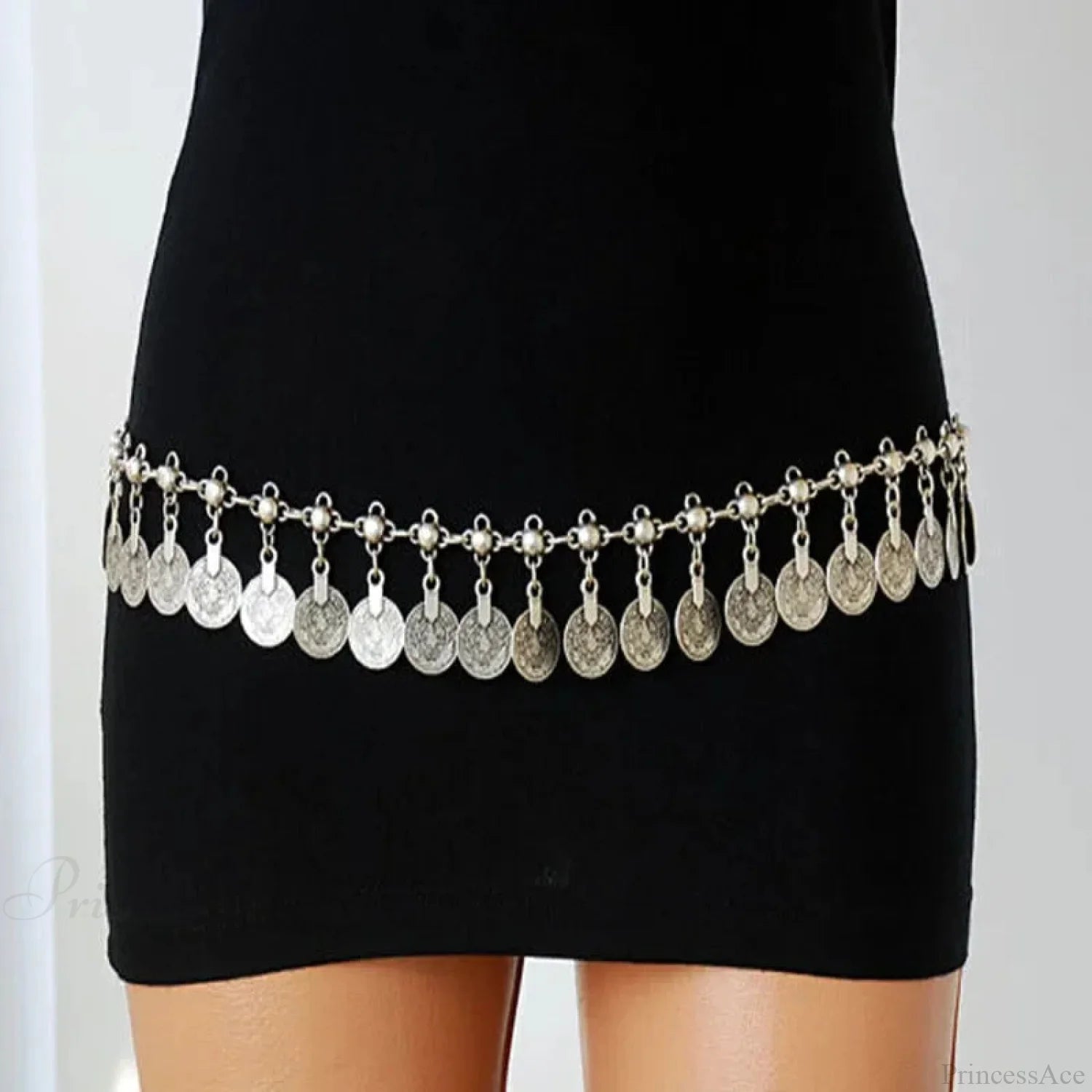 Beach Mysterious Fringe Body Waist Chain Belt silvery 80cm