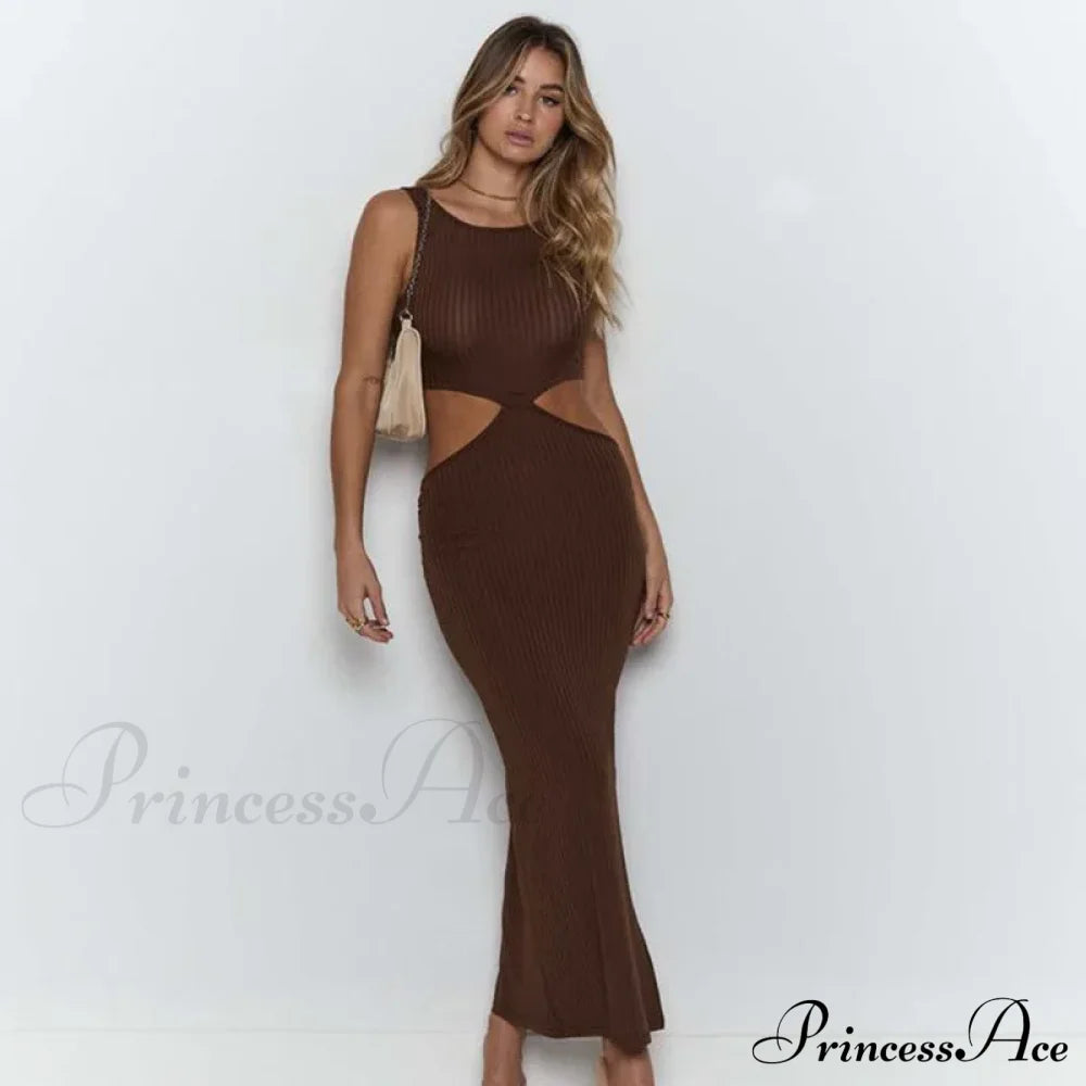 Beach Vacation Long Backless Summer Elegant Woman Clothing Vestidos Cut Out Dress