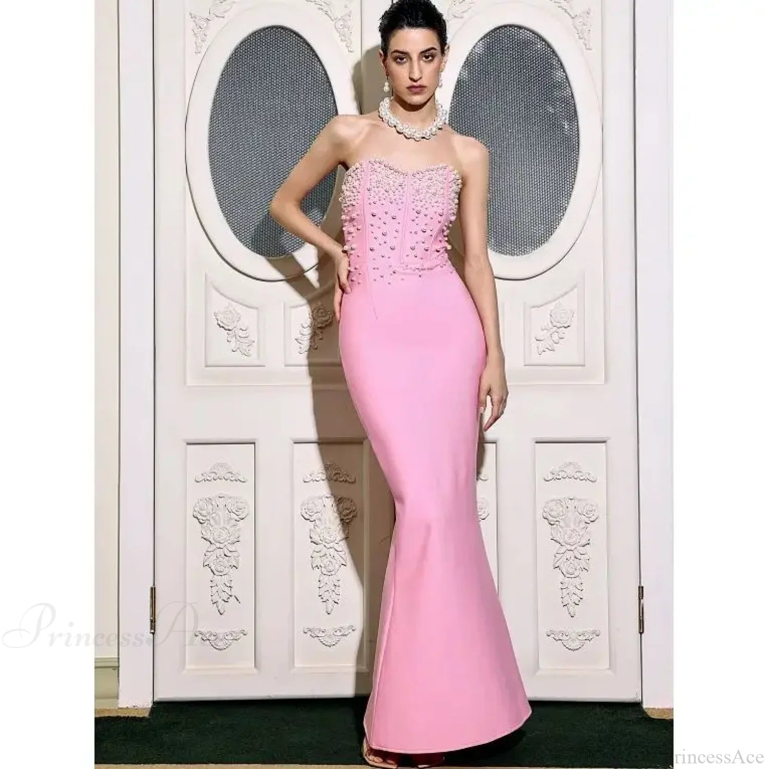 Beading Strapless Ankle-Length Party Dress Partydress-241208