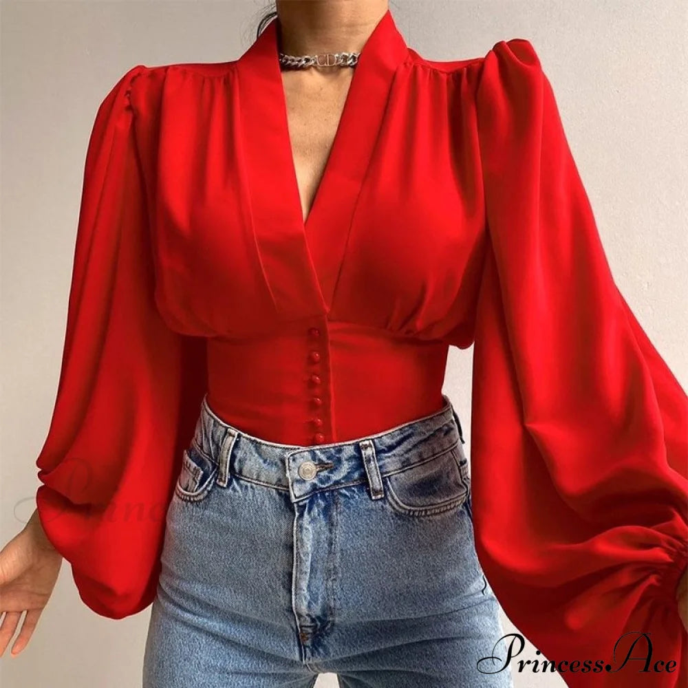 Betta Blouse Red / S Tops & Blouses