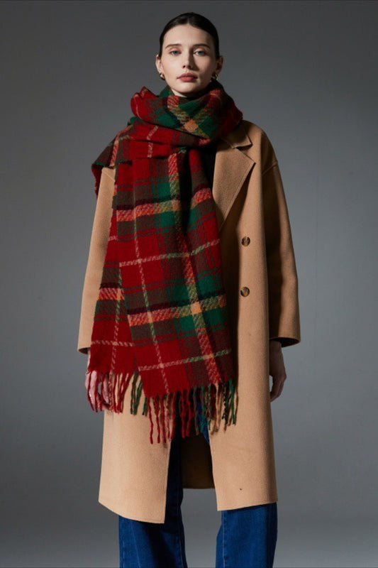 Plaid Fringe Scarf