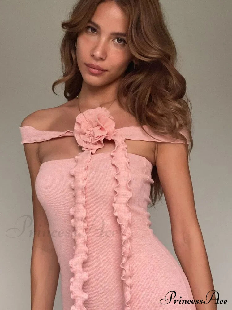 Bianca Bodycon Midi Dresses Graceful With Ruched And Rose Detail S / Red