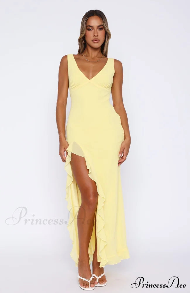 Bianca Slit Stylish Maxi Ruffled Dress