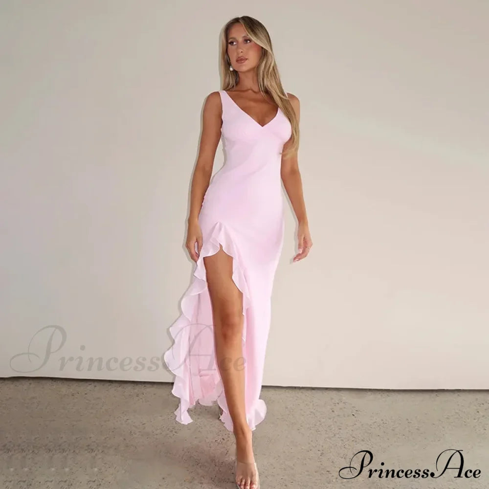 Bianca Slit Stylish Maxi Ruffled Dress